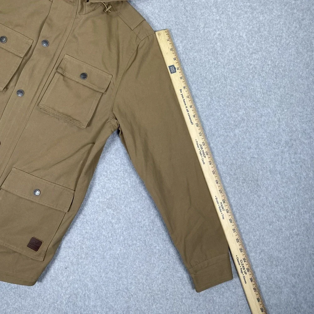 Thorogood Field Jacket Mens MD Tan Hooded Utility Multi-Pocket Workwear Coat